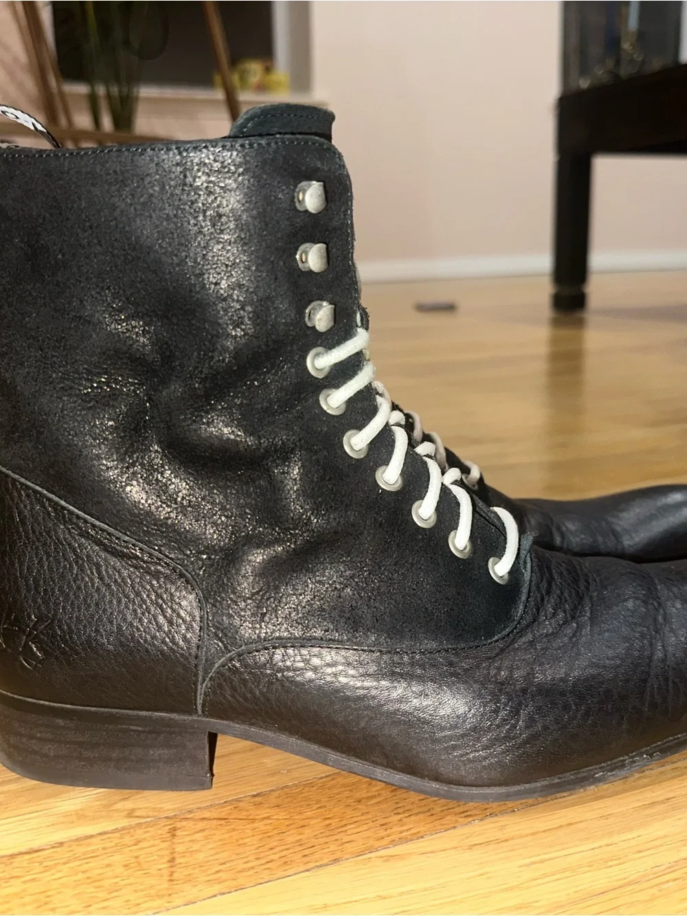 John Fluevog Executor Castellano - Black Lace-Up Leather & Suede Ankle Boot